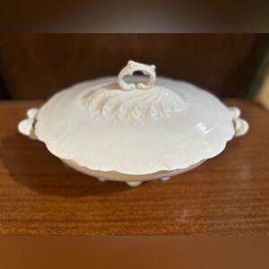 Elegant Cream Excelsior Porcelain Serving Dish